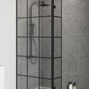 wetroom screen with Black Trellas Bars