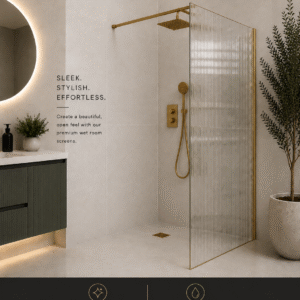 Fluted Wetroom Panel 8mm Brushed Brass