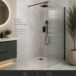 Fluted Wetroom Panel 8mm Gunmetal